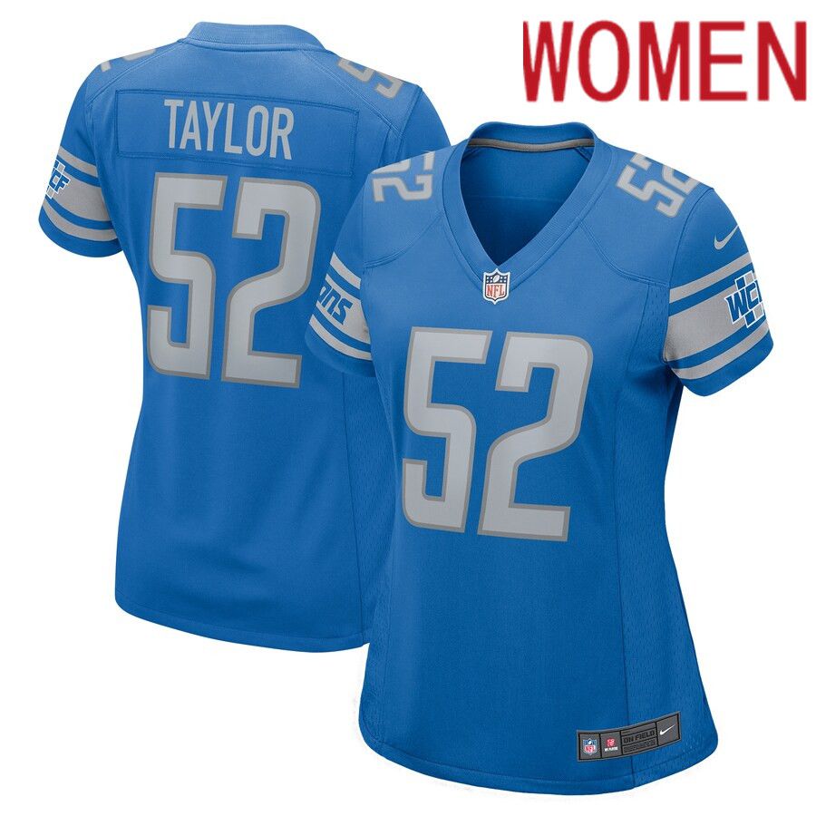 Women Detroit Lions #52 Demetrius Taylor Nike Blue Home Game Player NFL Jersey